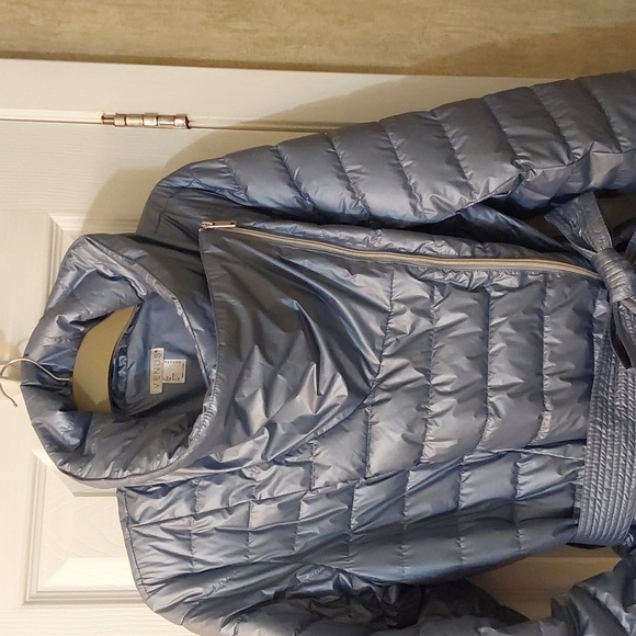 Venus long Metallic Puffer Coat Slate blue/grey - Picture 5 of 8